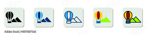 Hot Air Balloon Icon Multi Style Vector Illustration