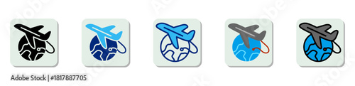 Airplane Icon Multi Style Vector Illustration