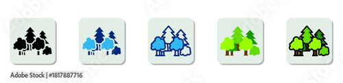 Forest Icon Multi Style Vector Illustration