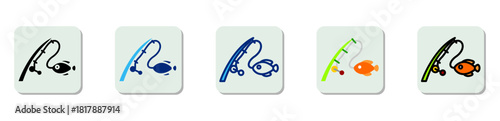 Fishing Icon Multi Style Vector Illustration