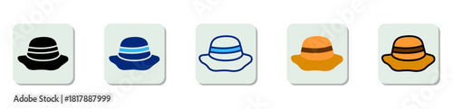 Sun Hat Icon Multi Style Vector Illustration