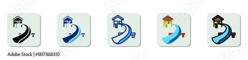 Waterpark Icon Multi Style Vector Illustration