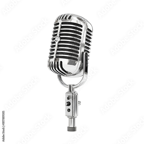 retro microphone isolated on white background