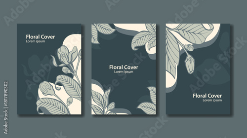 Minimalist floral cover Jasmine with dark teal colors