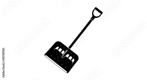Get Ready for Winter: A Black Snow Shovel Ready to Clear Paths and Driveways, Perfect for Winter Preparedness and Home Maintenance Needs