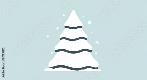 Delightful snowy Christmas tree illustration perfect for holiday cards, invitations, and festive designs, bringing winter cheer and seasonal warmth to your projects