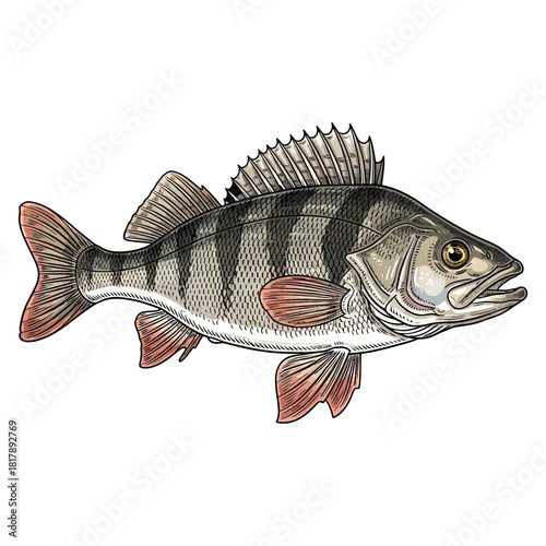 European perch fish fishing logo illustration vector image t shirt design