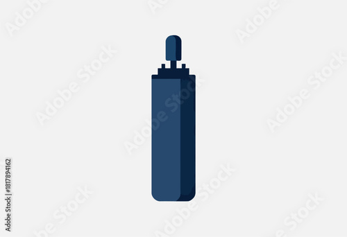 Simple flat-design image of a cylindrical object with a small top. Appears dark blue on a white backdrop
