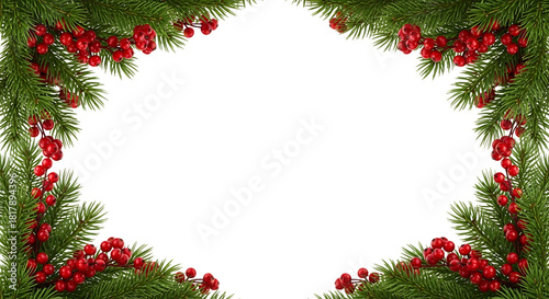 Wallpaper Mural Christmas wreath frame with pine cones and red berries isolated on transparent background Torontodigital.ca
