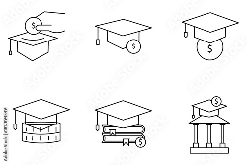 college savings icon set 6 on white background