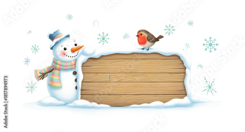 snowman with a sign