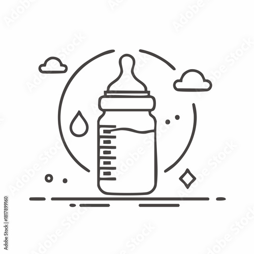 Baby Bottle Illustration: A Simple and Clean Design for Infant Feeding.