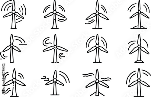 Wind Turbine Icons Representing Wind Energy illustration 127.eps