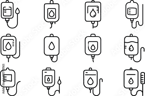 Medical Infusion Bag Icons Collection illustration bundle