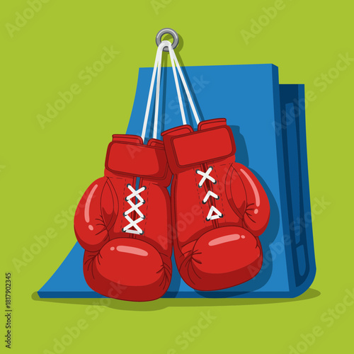 Classic Red Boxing Gloves Waiting For The Bell