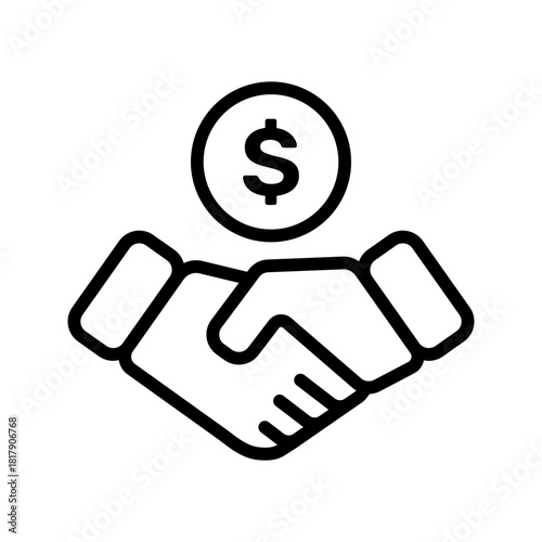 Outline handshake deal business agreement lineart
