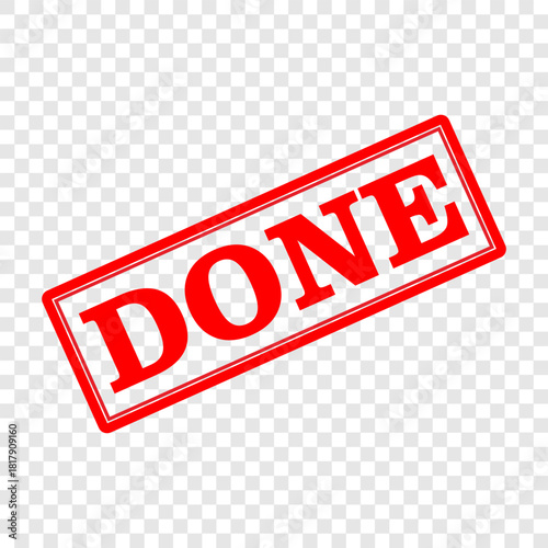 DONE, red rubber stamp