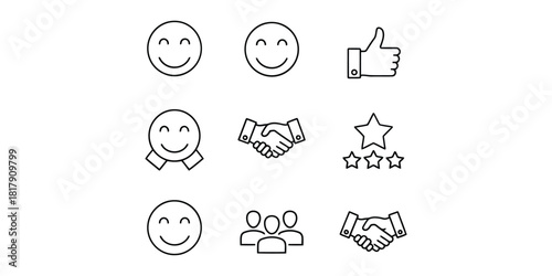 Collection of positive feedback icons isolated on