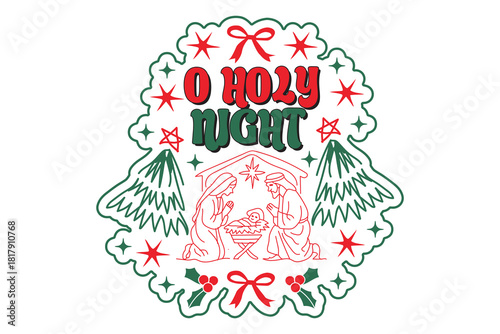 O Holy Night Christmas T-shirt Design