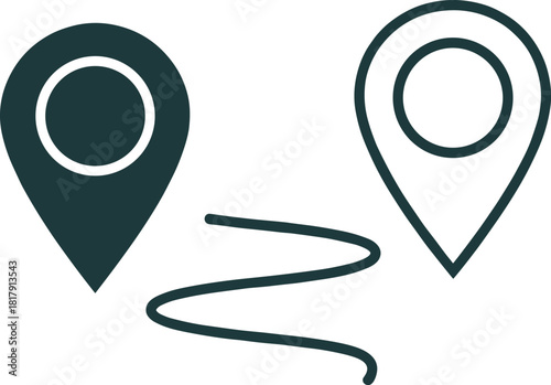 Route from Point A to B Outline Icon Vector