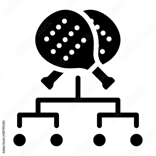 padel tournament glyph icon for match, bracket, competition