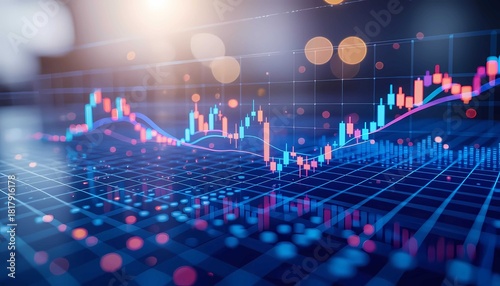 Abstract stock chart visualization for future trade and technology business success