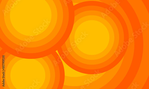 Abstract right vector background with concentric circles in yellow to orange gradient, radiating from the center like a sunburst for a warm, energetic, design