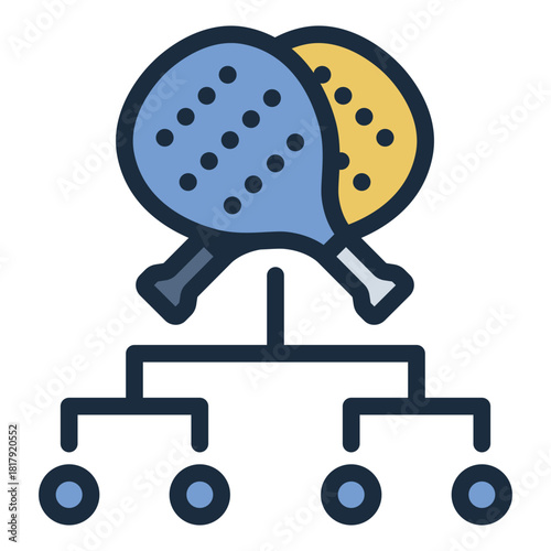 padel tournament filled line icon for match, bracket, competition