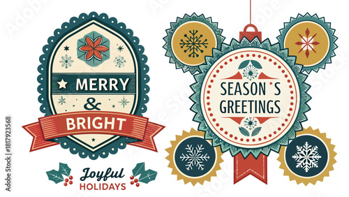 Vintage Holiday Greetings Labels and Ornaments