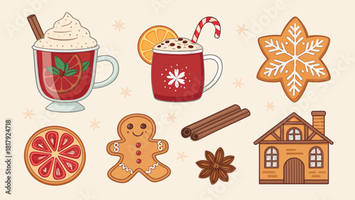 Cozy Christmas Holiday Treats and Drinks Collection