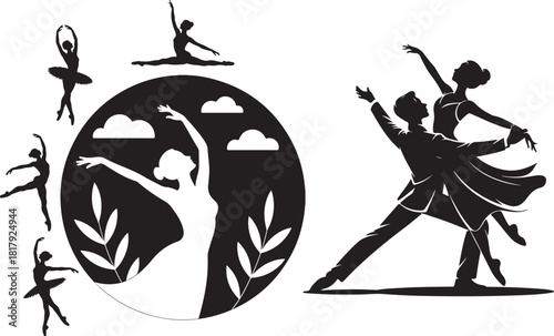 Dynamic woman performing gymnastics silhouette