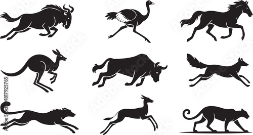 Collection of diverse african wildlife icons