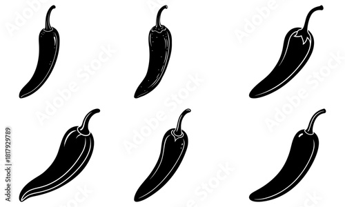 Spicy chili peppers illustration, a bold and striking design element for menus, food blogs, or culinary projects, vector-based for easy scaling and use