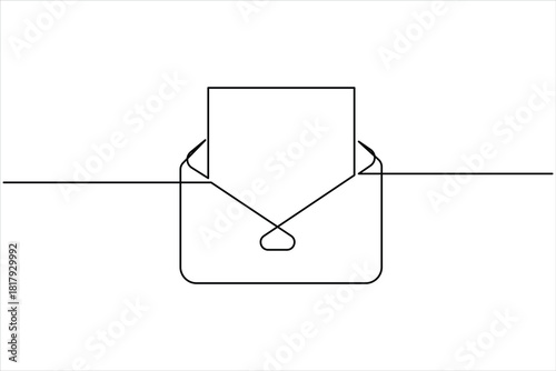 One line art paper envelope continuous single line art. Email message post letter send illustration design outline vector