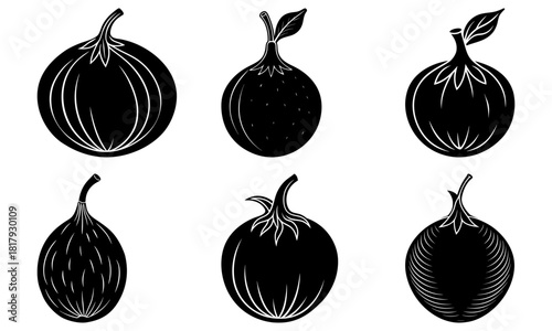 Elegant assortment of stylized eggplant illustrations, perfect for culinary designs, menus, and modern food branding with a fresh, natural appeal