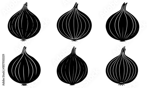 Bold black onions for culinary designs, restaurant menus, or organic food branding. Create eye-catching visuals with this versatile food illustration