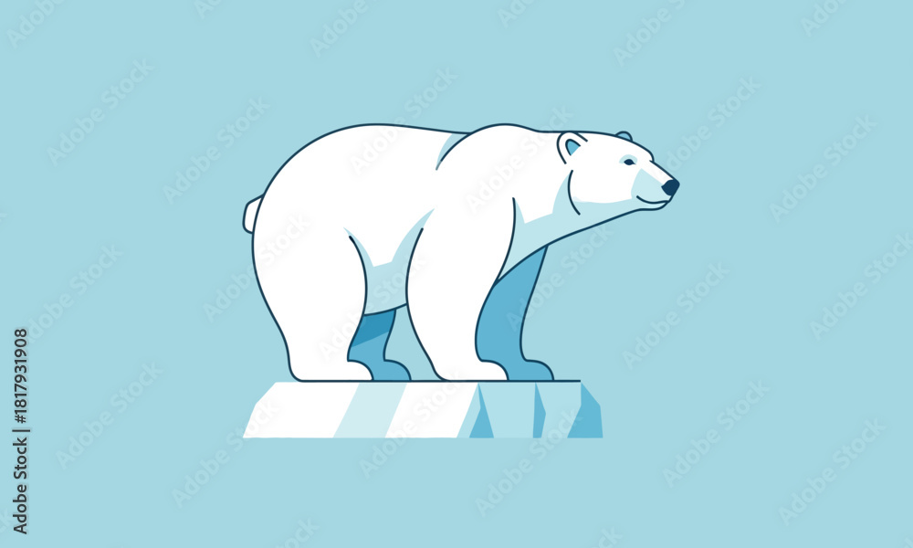 Fototapeta premium Polar bear on melting ice floe.