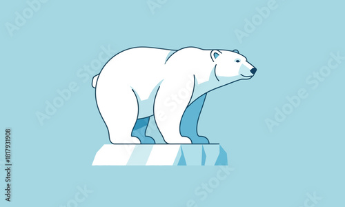 Polar bear on melting ice floe.