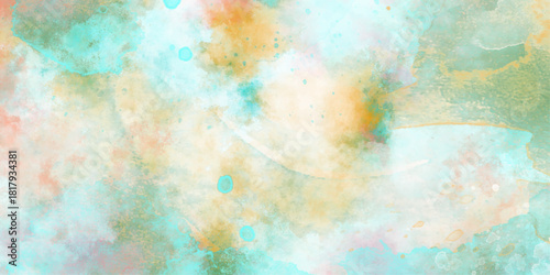 past beautiful and orange colorful watercolor background. Abstract fantasy smooth hand drawn digital art watercolor background with cloud smoke. Brushed painted grunge yellow watercolor splash design.