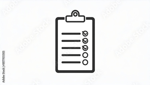 Clipboard with checklist, tasks completed and pending, vector illustration.