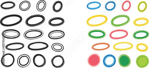 An assortment of colorful o rings displayed in organized rows and columns