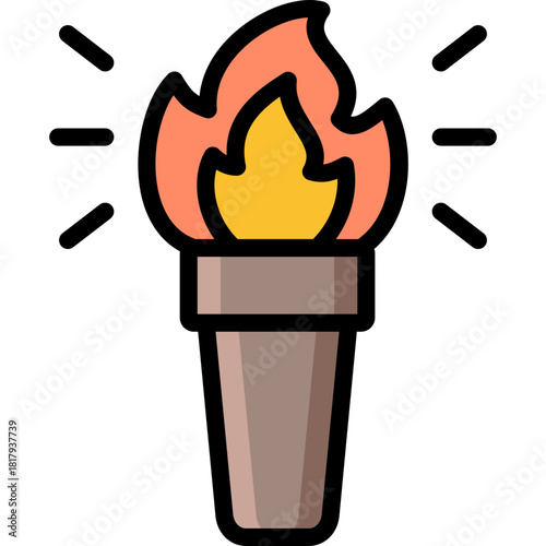 torch icon illustration design with filled outline