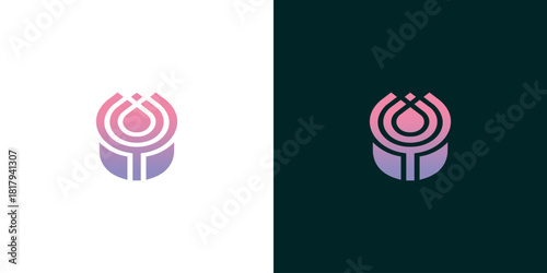 Abstract floral logo design in gradient colors, representing growth and purity, perfect for branding and identity