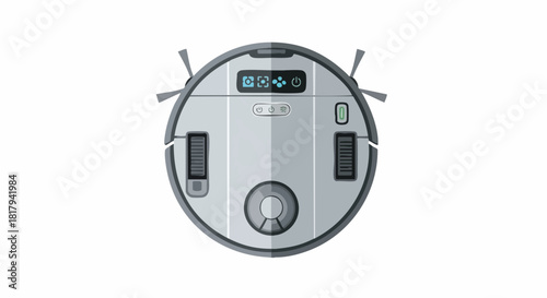 Modern Robot Vacuum Cleaner on White Background for Home Cleaning