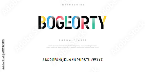 Bogeorty Abstract minimal modern alphabet fonts. Typography technology vector illustration.