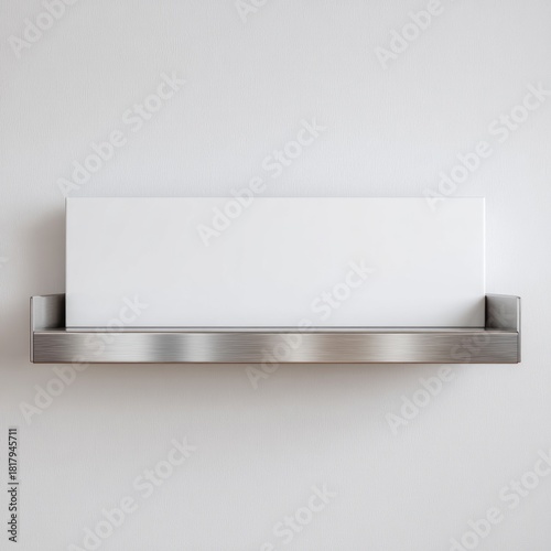 Wallpaper Mural Minimalist silver shelf with white canvas against a clean white wall. Torontodigital.ca