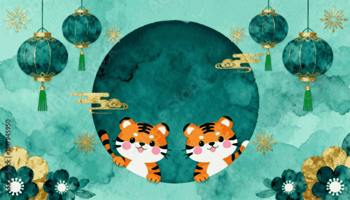 New Year's Eve Paint Green Lunar New Year isolated watercolor vector illustration svg