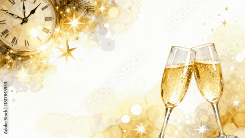 Festive Countdown New Year Countdown isolated watercolor vector illustration svg