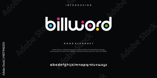 Billword Abstract minimal modern alphabet fonts. Typography technology vector illustration.