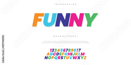 FUNNY custom Abstract minimal modern alphabet fonts. Typography technology vector illustration